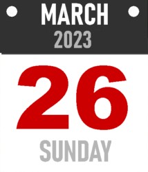 Sunday, March 26, 2023