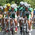 Le peloton is led by Cr�dit Agricole of Thor Hushovd